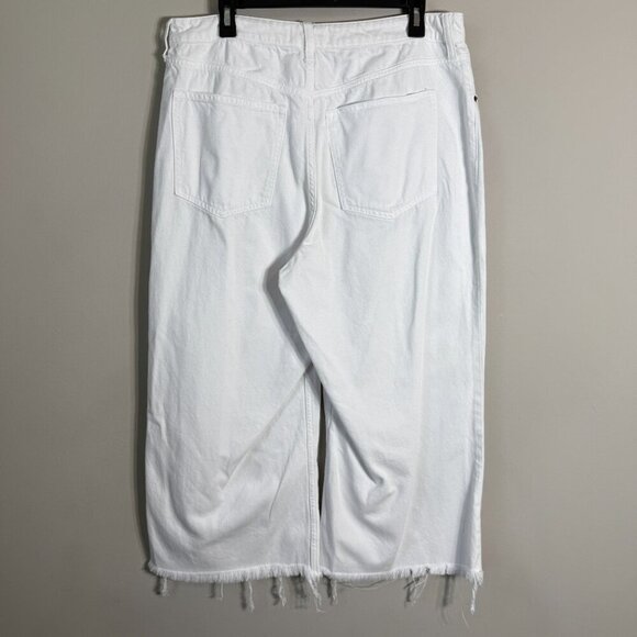 Abercrombie & Fitch Curve Love High Rise Cropped Wide Leg Jeans Womens 14S White - Picture 9 of 15